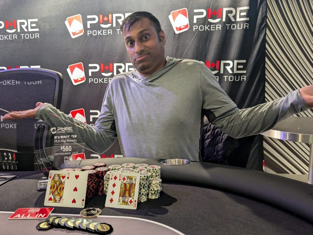 Gary Rooprai, a bit perplexed, after winning the PLO Big Bounty