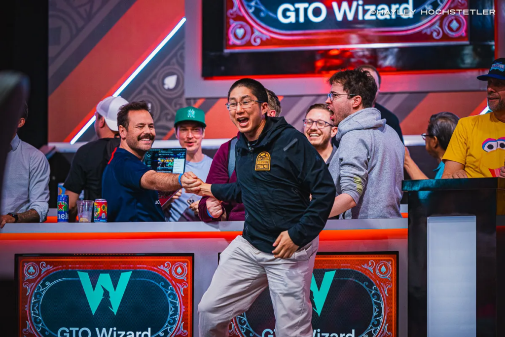 Jonathan Tamayo celebrates after doubling through Astedt late in Day 9