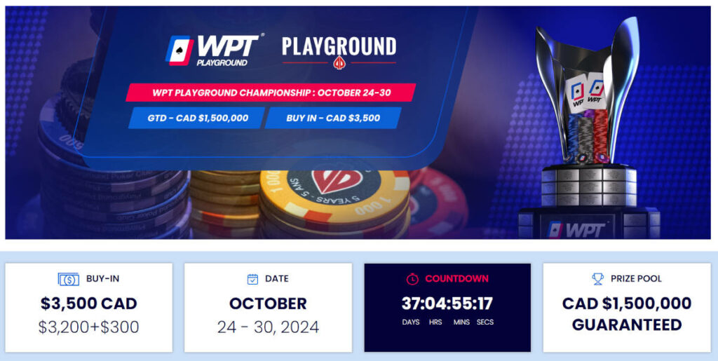 WPT returns to Playground Poker Club near Montreal for the 2024 edition of the fall series.