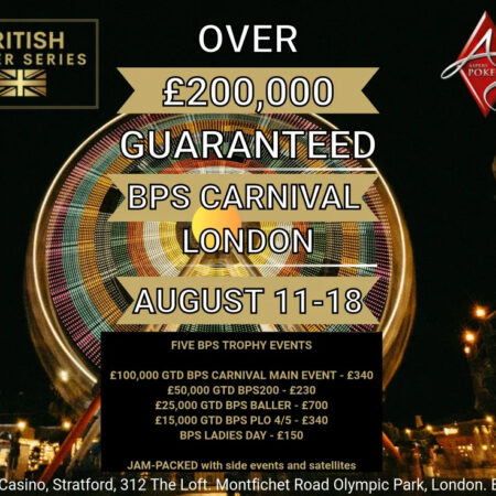 Inaugural 2024 British Poker Series Carnival Promises Over £200,000 in Guaranteed Prizes