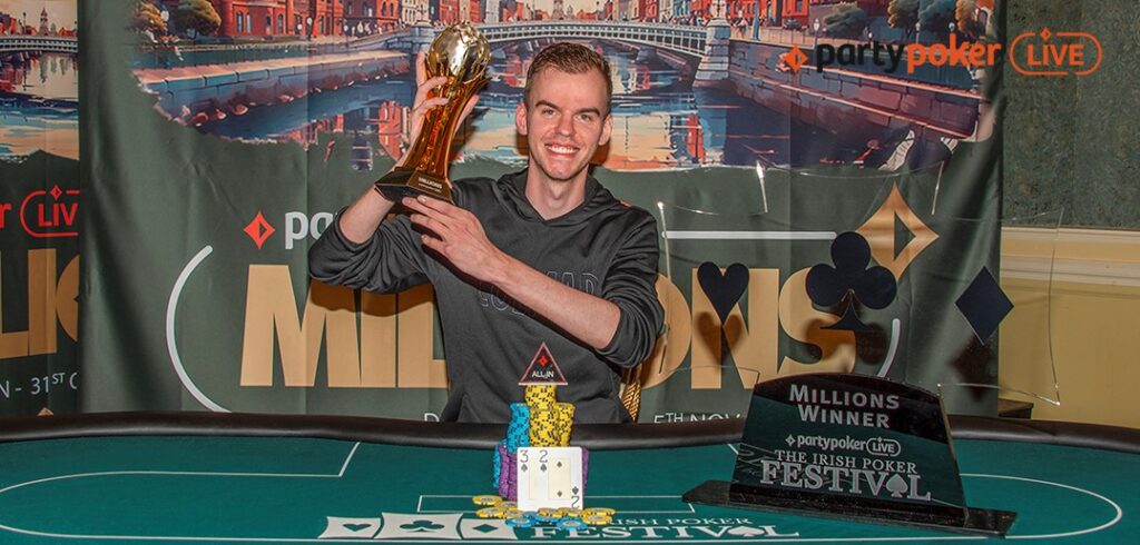 Michel Molenaar after winning the €3,000 partypoker MILLIONS in Dublin 2023.