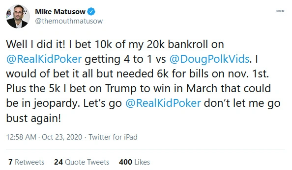 Mike Matusow is all-in on Daniel Negreanu to beat Doug Polk