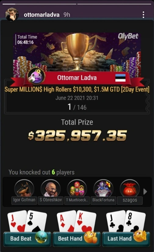 Chess Grandmaster Ottomar Ladva Continues His Poker Dominance With $325,957 Win