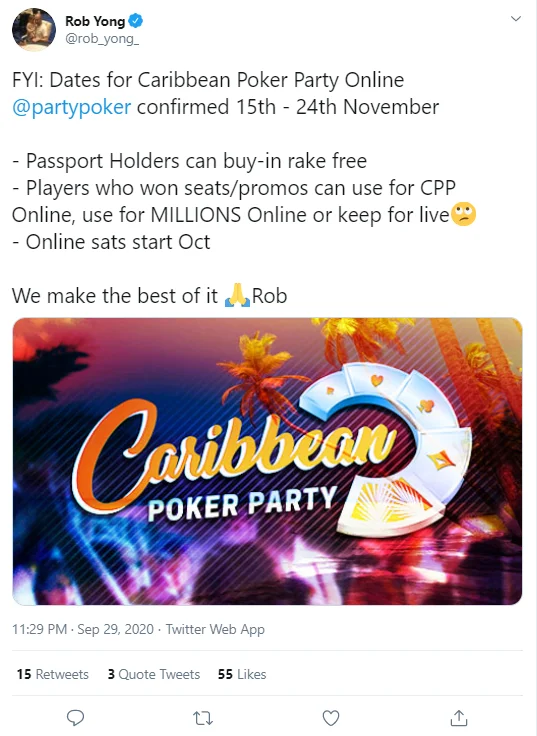 Caribbean Poker Party will be hosted online by partypoker