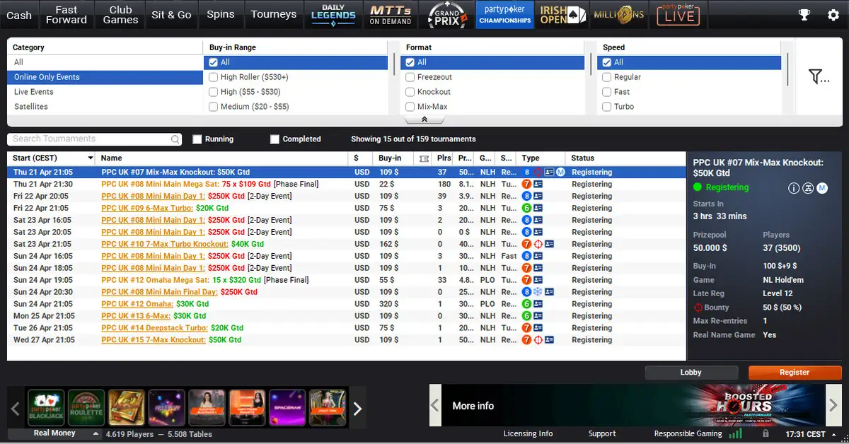 The partypoker Championship UK Main Event Starts Tonight