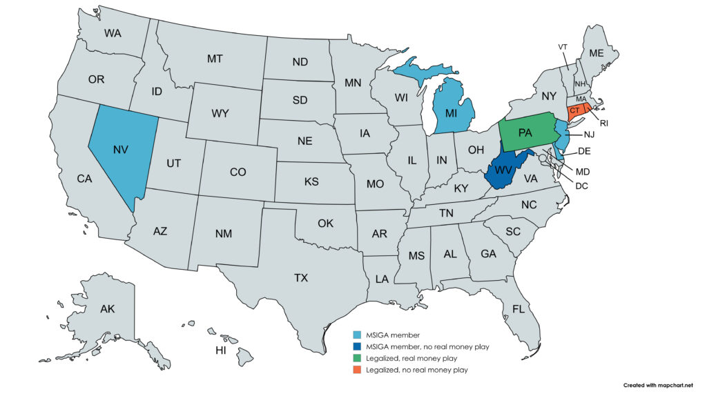 US Poker Map as of March 17, 2025