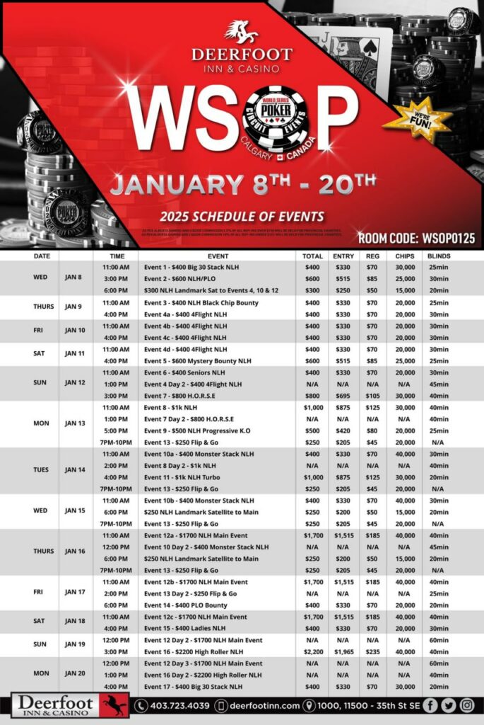 WSOPC Calgary 2025 Schedule